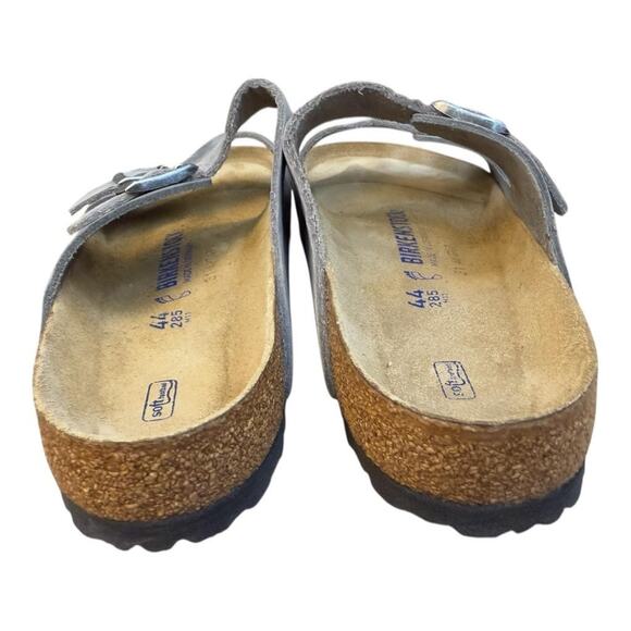 Birkenstock Arizona Slide Sandal Gray Leather Men size 44 US 11 soft footbed - Picture 5 of 7